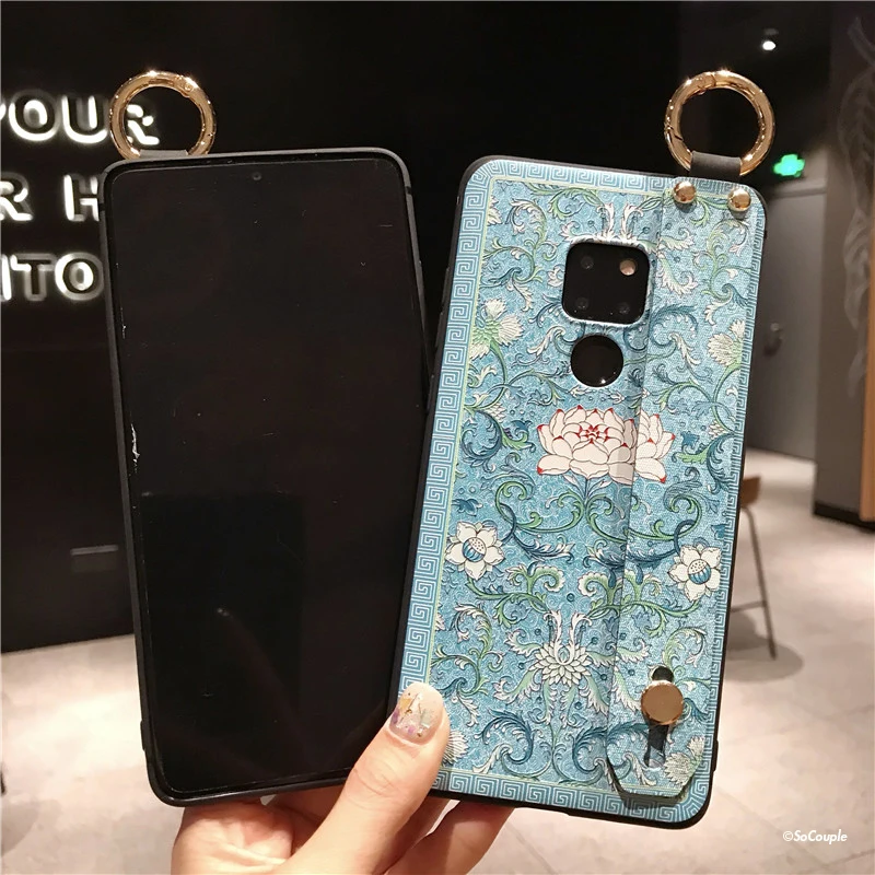 SoCouple Wrist Strap Soft TPU Phone Case For Huawei P20 Pro Lite For Mate 10 20 Pro P10 plus Nova 3 3i 2s Flower embroidery Case (7)
