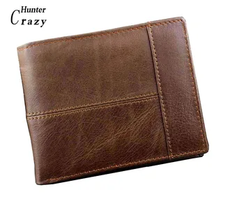 

Vintage Mens Cow Leather Money Clip Short Wallet (Brown 8 Card pockets)