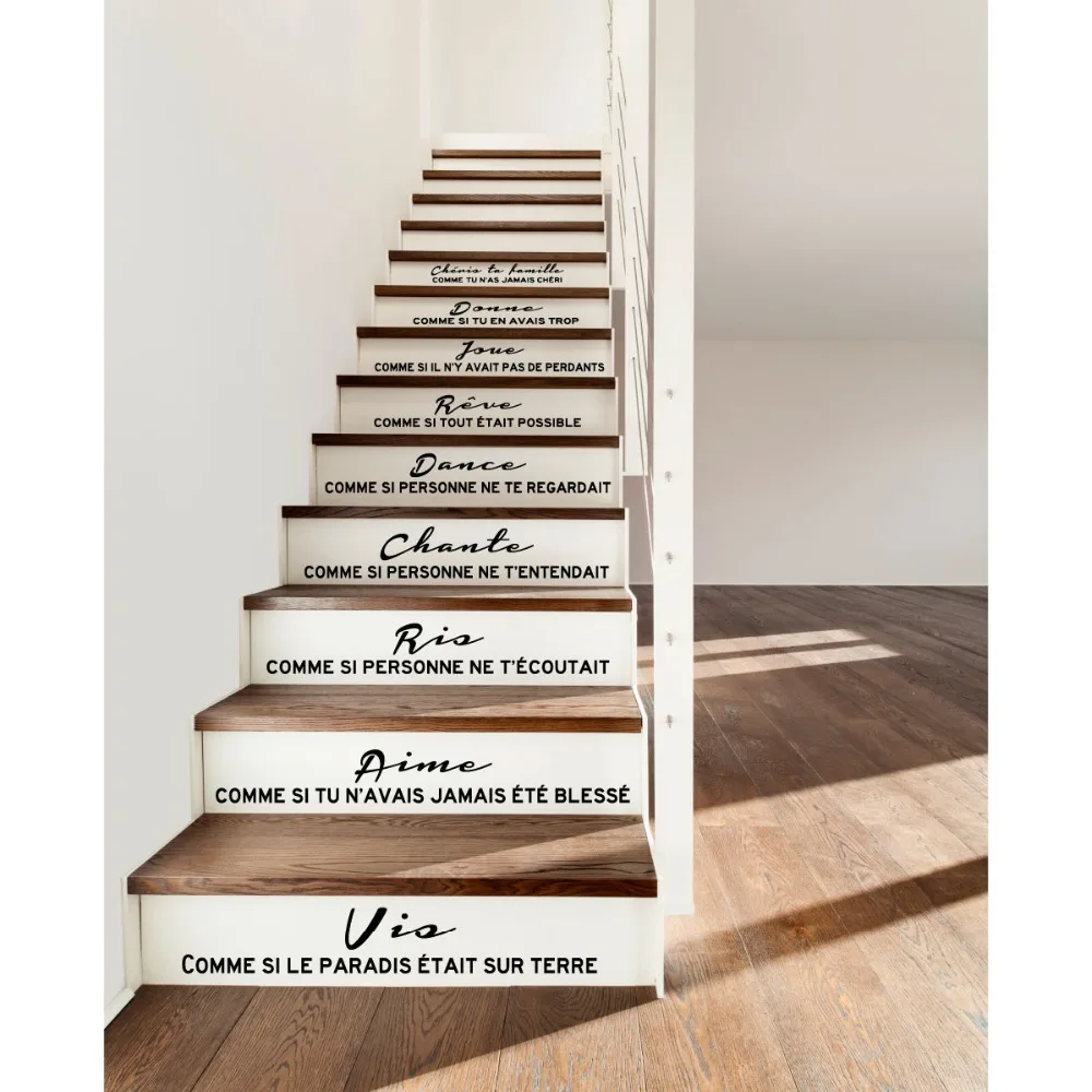 Günstige Treppen Aufkleber Französisch Citation Cheris Ta Famille Vinyl Wand Decals Wandbild Kunst Wohnzimmer Home Decor Haus Dekoration Poster