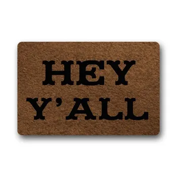 

Funny Custom Doormat Hey Y'All Door Mat Floor Mat Inside/Outside Rubber Mat Rug Home Decor
