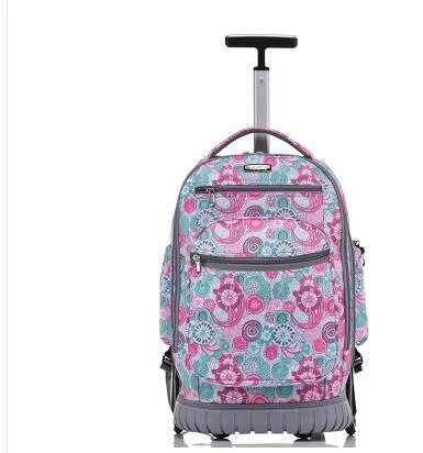 

School Rolling Backpack 18 Inch Wheeled Backpack For Girls Kids School Bag On Wheels Children Trolley Backpack Bag For Teenagers