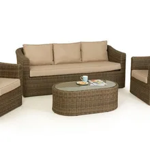 Высококачественная плетеная 3 местный диван садовая мебель на открытом воздухе