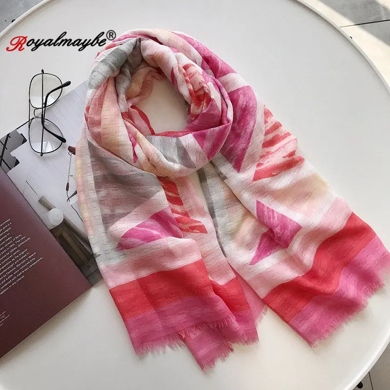 Royalmaybe хлопковый шарф женские шелковые шарфы Модные осенне-зимние теплые дизайнерские черные шали с принтом с фабрики прямые продажи - Цвет: 10