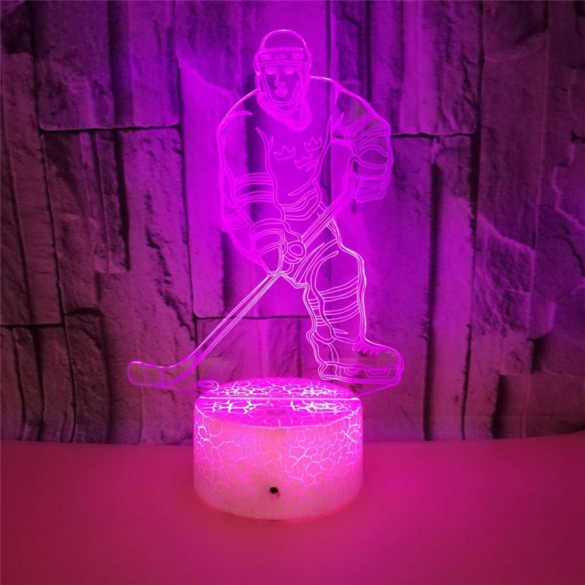 3D ледяной плеер спортивный ночник 7 цветов мигающий акриловый с USB зарядкой