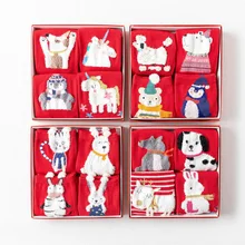 La MaxPa 4 пар/кор. хлопок Meias Рождество теплые милые 3d Животные узоры мультфильм носки женщины мужчины стрейч носки k2050