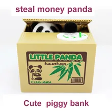 2016 neue Nette Panda Automatische Stola Piggy Bank Größe geld Sparen Box Moneybox Geschenke Gag Neuheit spielzeug für kinder FSWOB