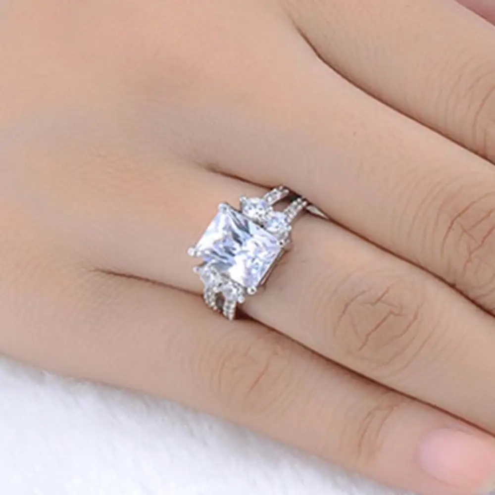 Beiver белого золота цвет кольцо с AAAA фианит тонкие Винтажные Ювелирные изделия Кольца для женщин обручальное кольцо кубический цирконий rins
