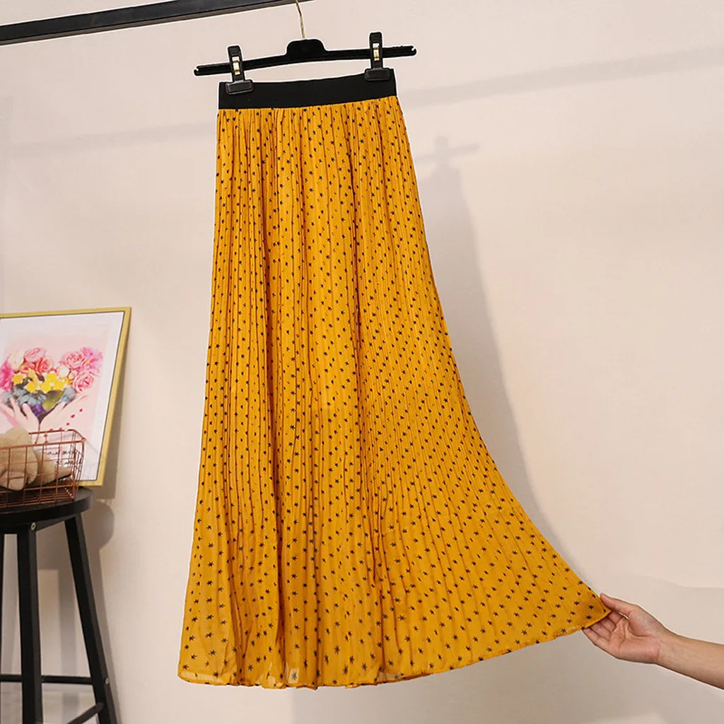 Новая модная женская летняя юбка с высокой талией и принтом шифоновая Облегающая Юбка Повседневная Плюс Размер B