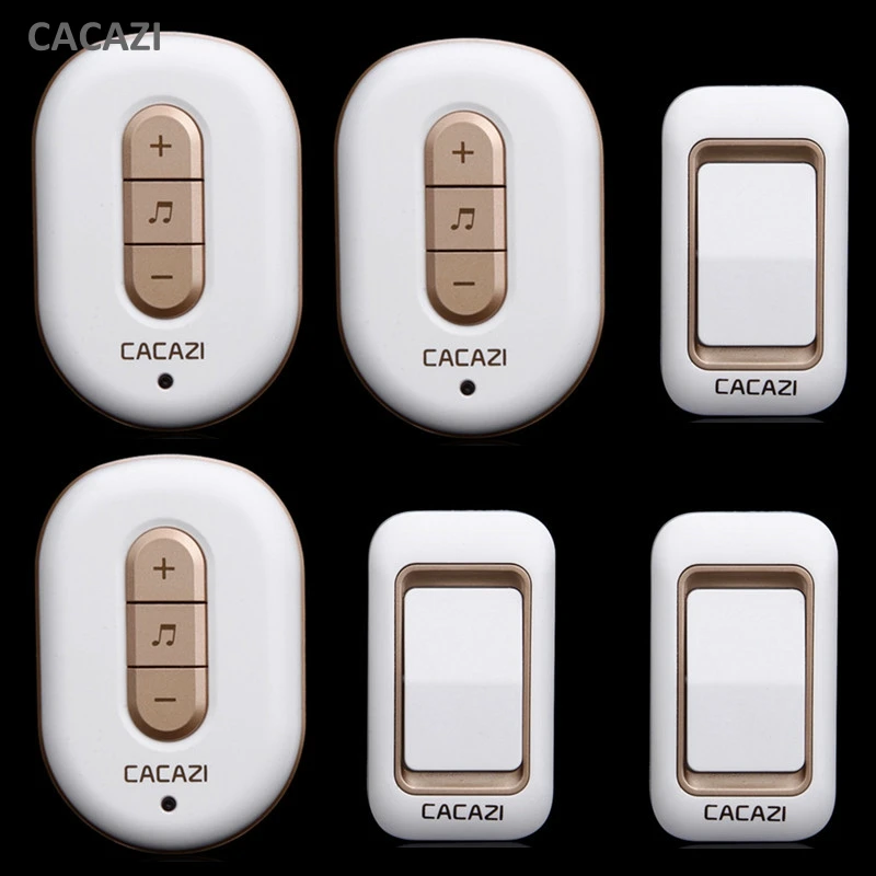 

CACAZI Door Bell 3 transmitter+3 receiver IP44 Waterproof 300m Wireless Doorbell With 48 Chimes Home Led Light Alarm Push Button