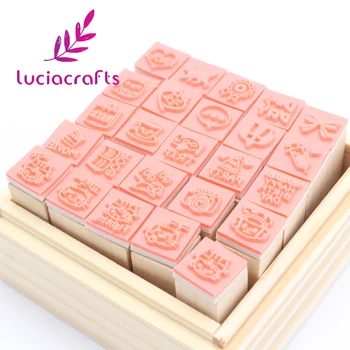 

SALE! Lucia crafts 1set 7.5*7.5cm New Wooden Rectangle Stamp Rubber Lovely Diary Pattern Stamp E0711