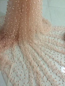 

New Design DiuDiu-039 beaded African Net Lace Fabric Mesh Tulle Lace with beads