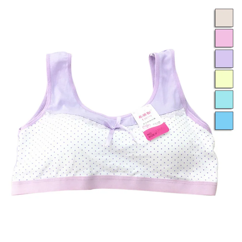 New Arrival Teenage Girls Underwear No Rims Dots Comfy Cotton Underwear Training Bra Wireless Breathable Girls Bras