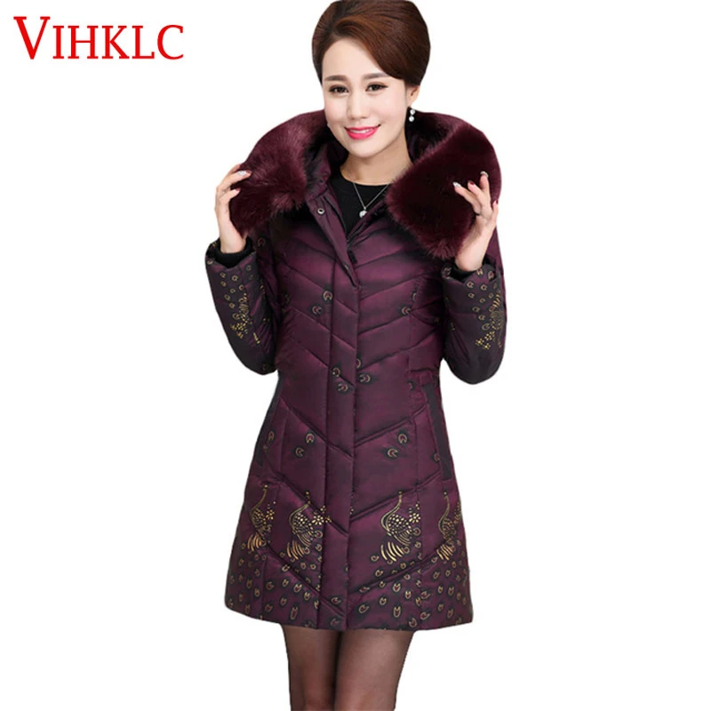 2017 Plus Size Winter Jacket Women Large Fur Collar Wadded