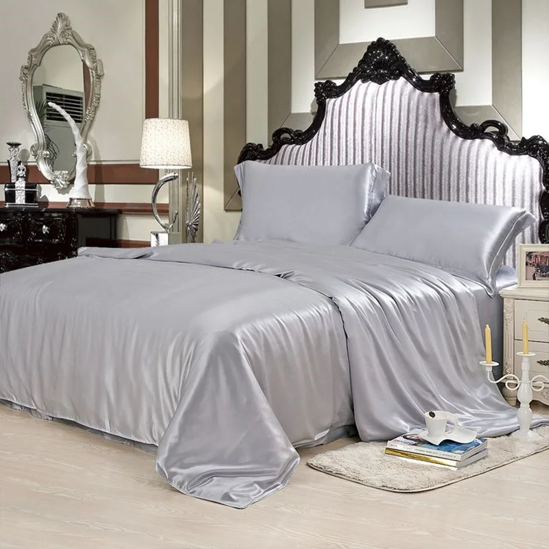 - Silk Bedding Sets 4pcs 19MM Seamless Duvet Cover Flat Sheet Pillowcase 100 Mulberry Silk Dyed Fabric Multicolor ls030019007
