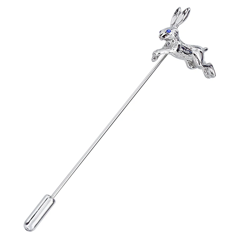 Mavi kristal göz tavşan pimleri ve broşlar gümüş renk uzun yaka Pin Kawaii Anime broş takı