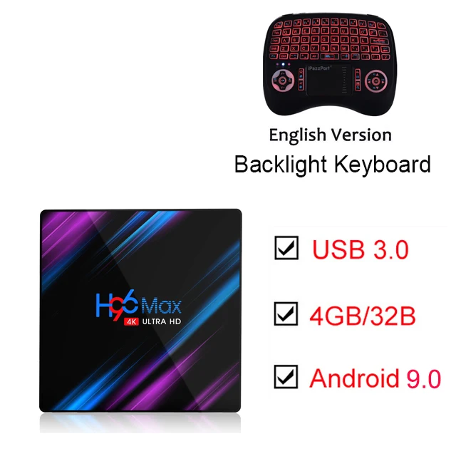 Add Backlight E Android 9,0 Smart tv Box 4 Гб ОЗУ 32 Гб ПЗУ H.265 4K Wifi Play Store для Netflix Youtube телеприставка RK3318 видео медиаплеер - Цвет: Add Backlight E
