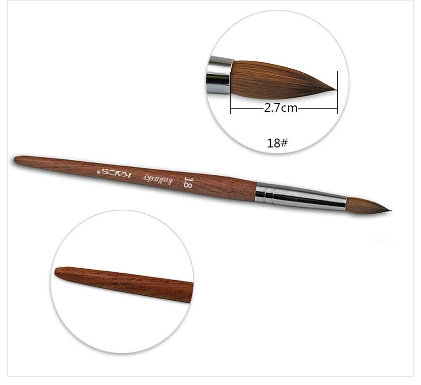 5 шт./компл. колинская Соболь кисть Размер 18# ручка красная деревянная акриловая кисть для дизайна ногтей набор маникюрных инструментов