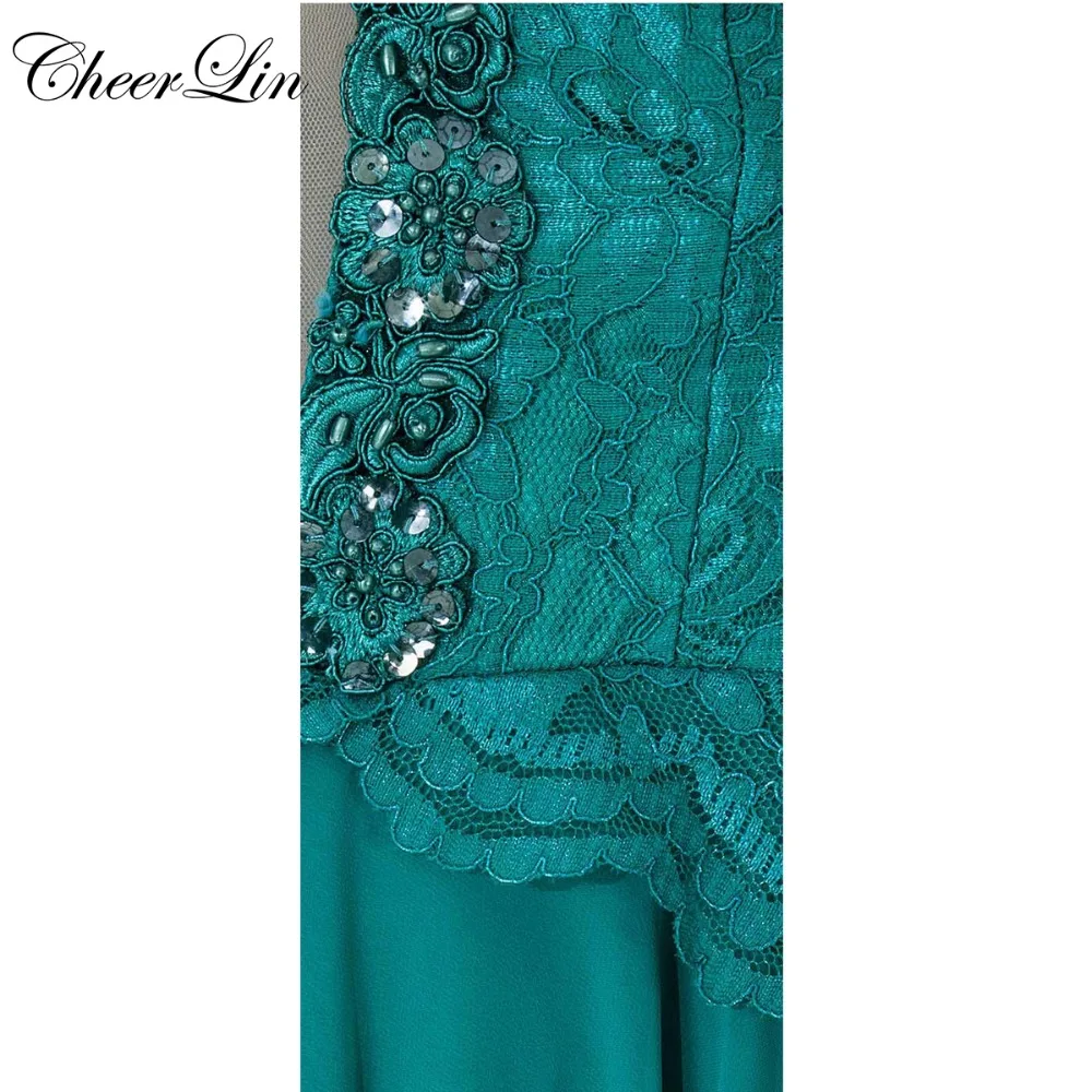 Cheerlin Глубокий V Шеи Пром Платья vestido де феста Шифон кружева аппликация