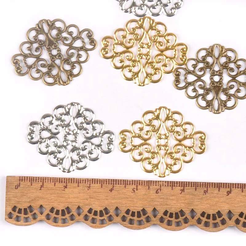 금속 공예 선조 꽃 랩 커넥터 장식 스크랩북 홈 장식 DIY 액세서리 37x30mm YK0749, 20 개