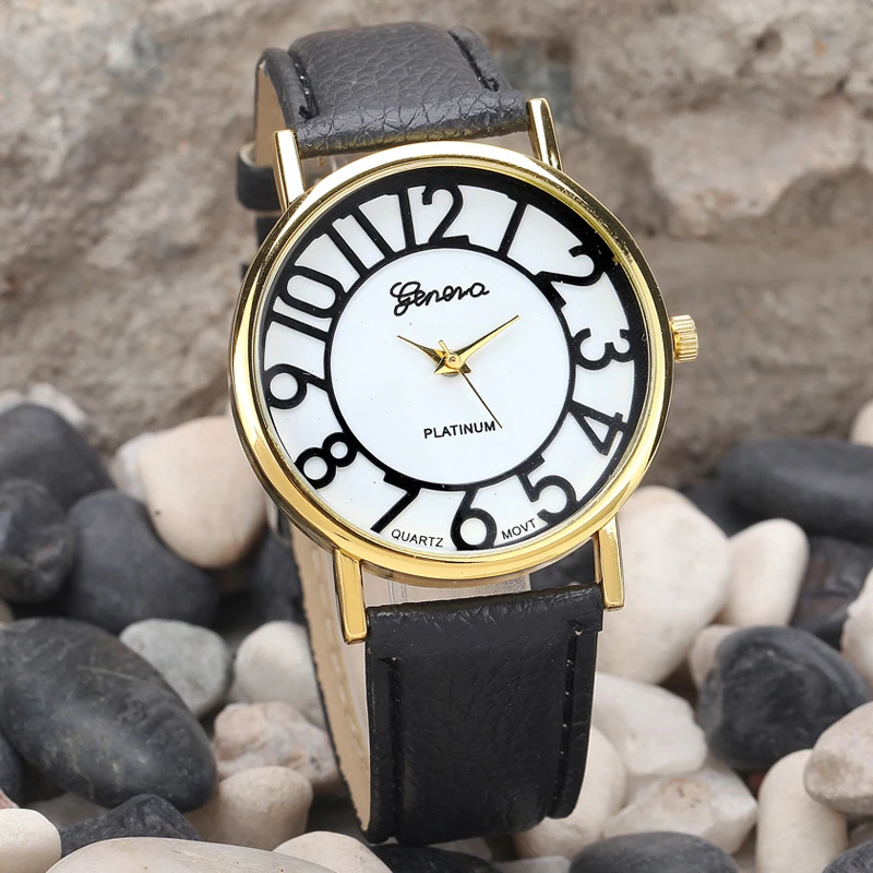 

Big Number Vintage Dial Gold Unisex Watches 2017 Ladies Quartz Brand Mens Watch Analog Clock Wrist Hour Leather Women Watches