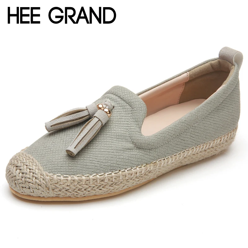 

HEE GRAND Women Flats 2019 Platform Loafers Slip On Casual Weave Straw Shoes Woman Comfort Fisher Shoes Woman Size 35-39 XWD6828