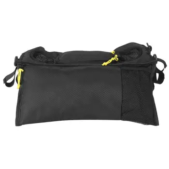 

Multifunctional Baby Diaper Bag for Mom Stroller Organizer Bag 2 Cup Holders Storage with Mesh Cell Phone Pocket Black