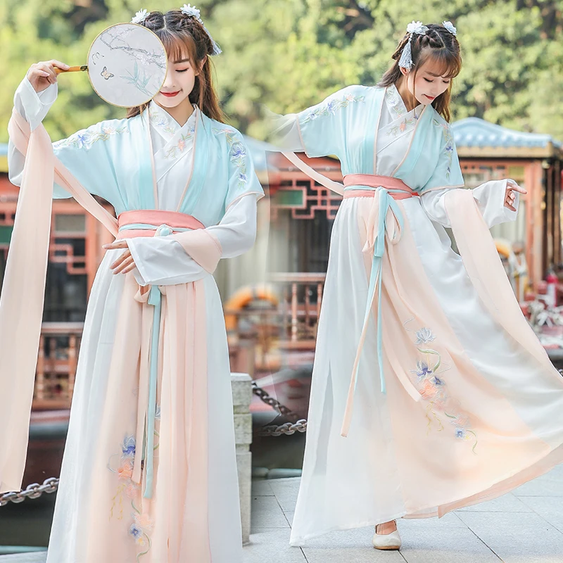 Женский семейный костюм с вышивкой Hanfu наряд для народного фестиваля Восточное