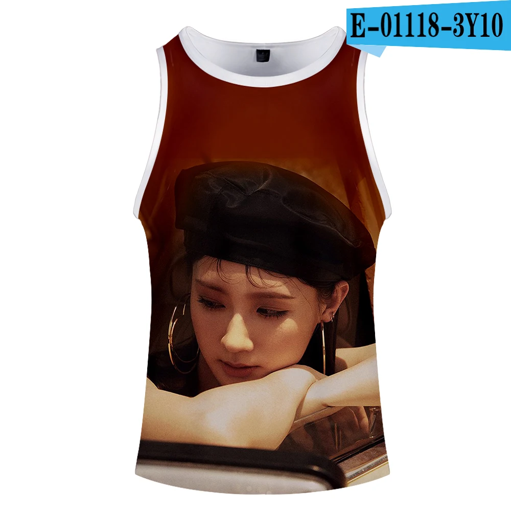 G) I-DLE для девочек, Kpop, крутая новинка, Harajuku, 3D, крутая уличная майка, топы без рукавов, новинка, модные, Новое поступление, летние мужские топы - Цвет: Золотой