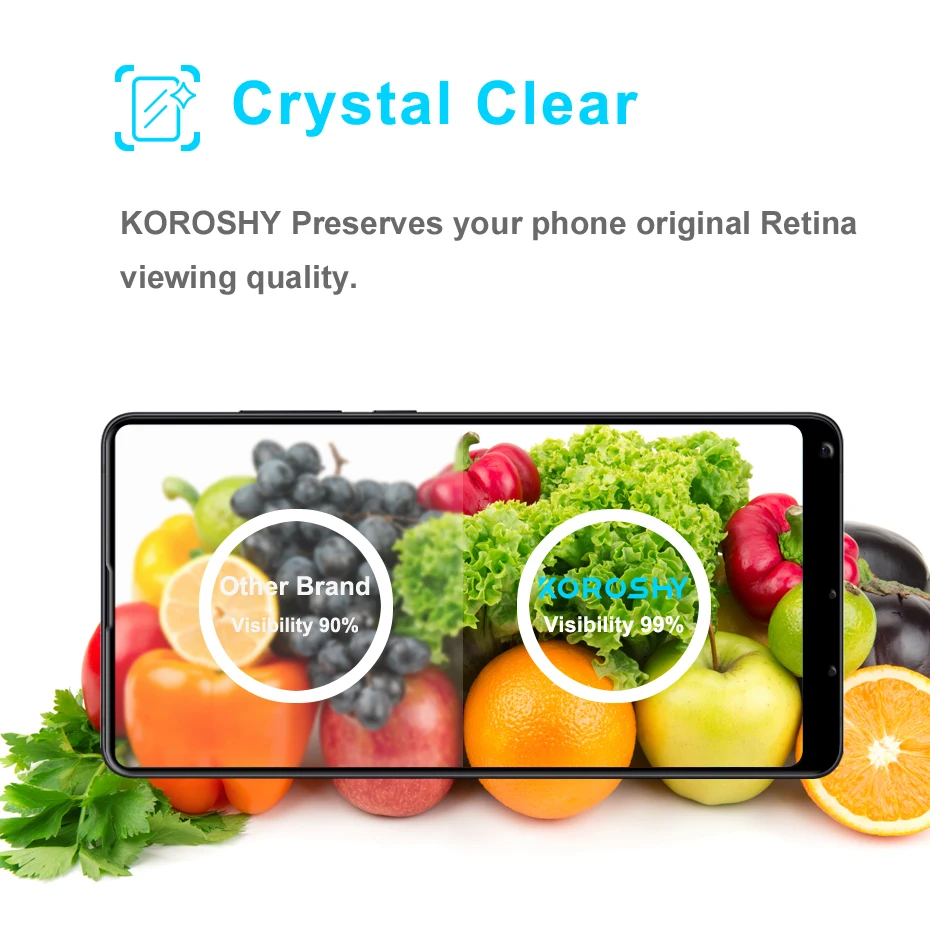 KOROSHY 9H Tempered Glass for Xiaomi Mi Mix 2 2S Xiomi Mi Mix2 S Mix2S Screen Protector Full Cover 2.5D HD Clarity Glass Film (3)