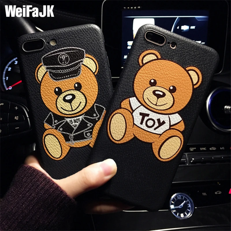 Luxury Brand Bear Silicone Phone Case For iPhone 7 6 6s Plus Cases Girls Cute Cartoon Soft TPU Cover For iPhone Case 7 8 Plus X