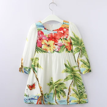 

Beenira European And American Style Dress 2020 Summer Children Short-Sleeve Flower Patter Party Dress Design 4-14Y Baby Clothes