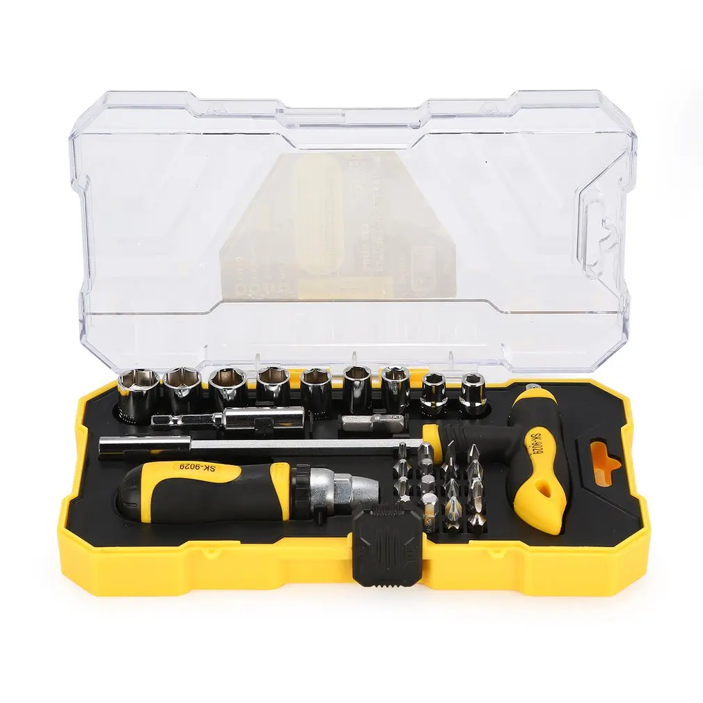 

SHE.K 29pcs Screwdriver Set Series Kit Tamper Ratchet Sleeve Wrench Hand Tools Combination Household Repairing Tools Sale