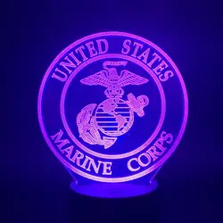 Солдат ночник для спальни лампа Соединенные Штаты Корпус морской пехоты логотип светодиодный ночник для украшение для офиса подарок для