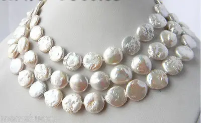 

Hot sale Free Shipping>>>>48'' 12MM White Coin Freshwater Pearl Necklace AAA
