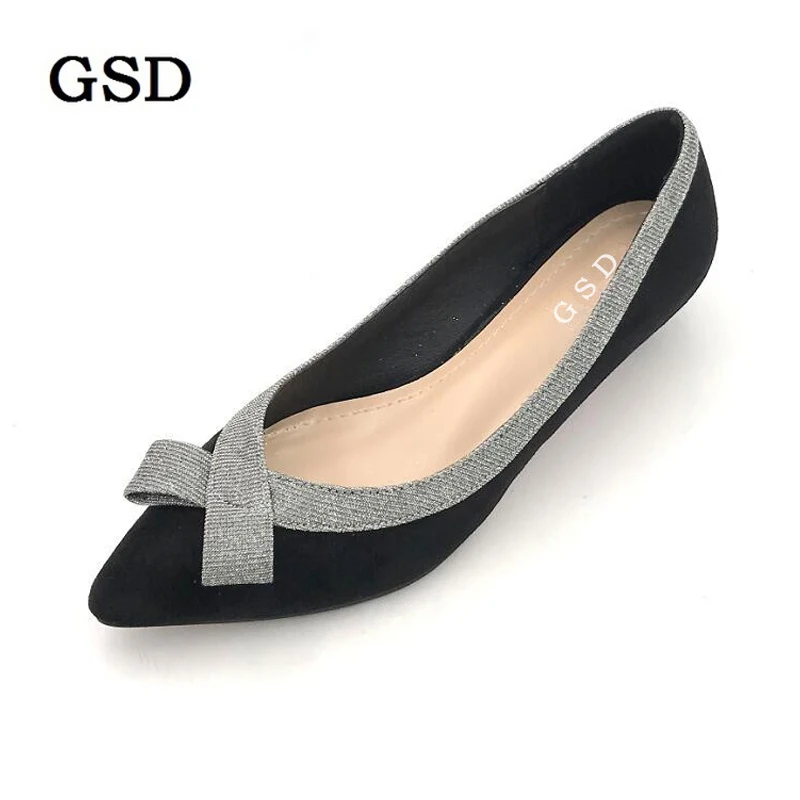 

Sexy Pointed Toe Women's Basic Low Heels Pumps Flock Bowtie Slip On Female Low Heels Shoes Ladies Shoes woman zapatos de mujer