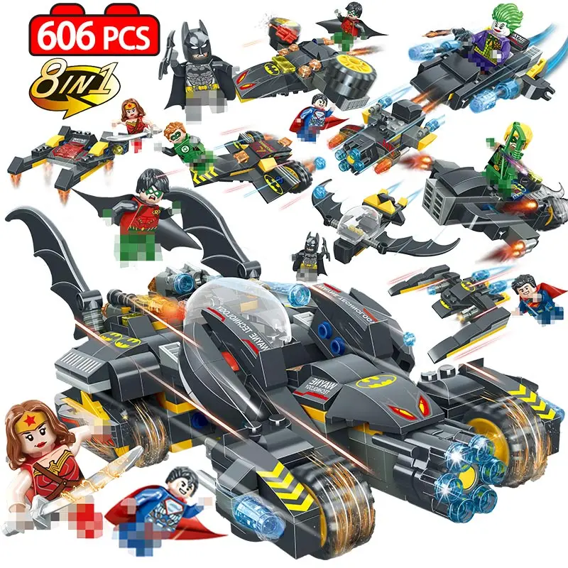 

606PCS Superheroes Batman Chariot model Building Blocks Legoingly marvel Super Heroes universe figures bricks toys for children