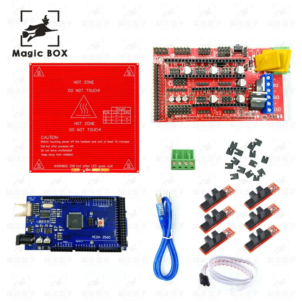 

Heated Bed MK2B + 6x Optical Switch Endstop+Mega 2560 R3 Development Board + RAMPS 1.4 Controller cnc 3D Printer parts Kit