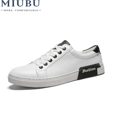 MIUBU Leather Casual Shoes Men Brand Lace Up Flats Walking Shoes Black White Spring Autumn Man Fashion Split Leather Footwear MIUBU Leather Casual Shoes Men Brand Lace Up Flats Walking Shoes Black White Spring Autumn Man Fashion Split Leather Footwear