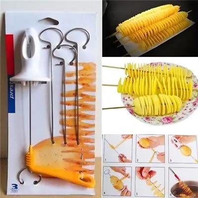 

1Pcs Tornado Potato Spiral Cutter Manual Slicer Spiral French Fry Cutter Potato Tower Making Twist Shredder Kitchen Supplies