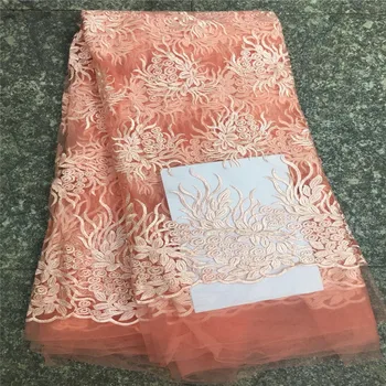 

2019 French Tulle Laces Fabric Material With Leaves Flower Grace Nigerian Lace For Wedding Party Dress African Cord Lace Fabrics