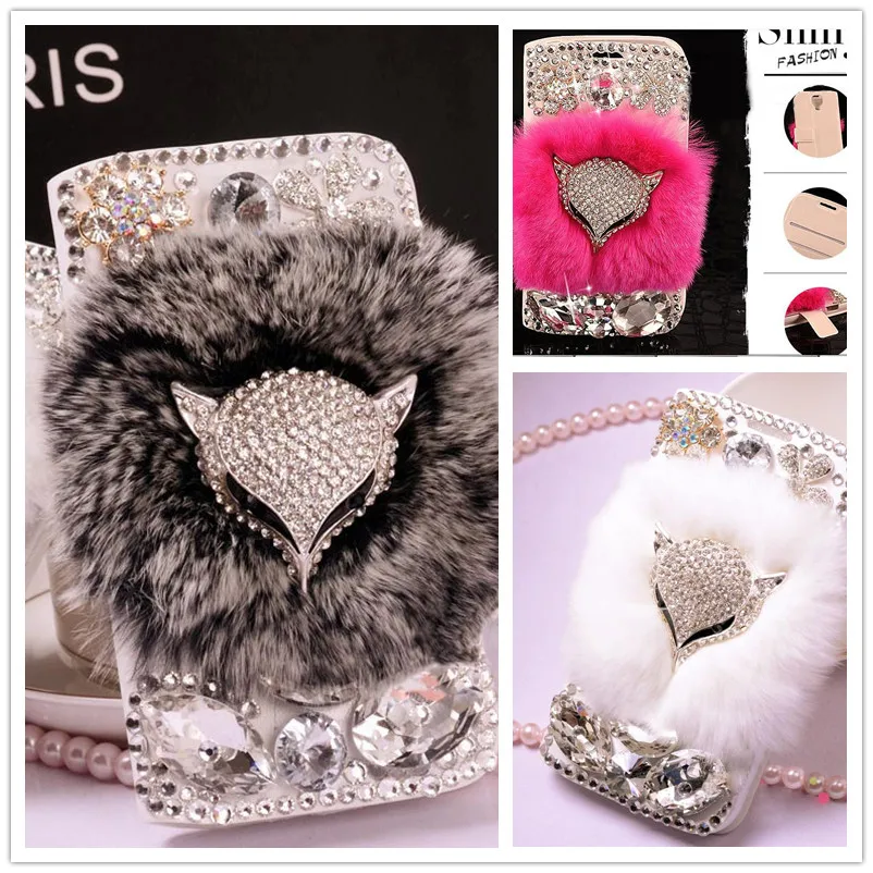 Luxury Rabbit Fur 3D Fox Bling Leather Wallet Cases capa for Huawei P30 P40 Pro Lite E Honor 10i 20 Nova 5T P Smart 2021 | Мобильные