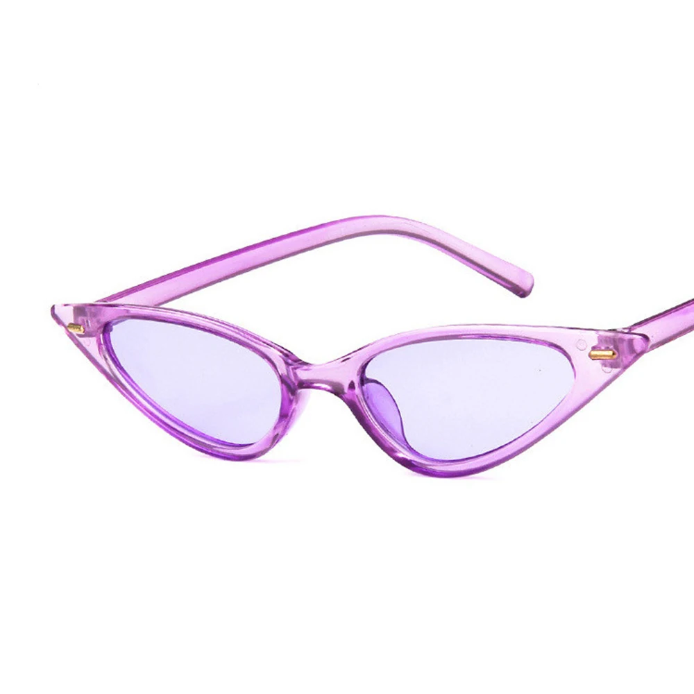 COOYOUNG женские сексуальные солнцезащитные очки кошачий глаз брендовые дизайнерские маленькие треугольные Винтажные Солнцезащитные очки ретро очки «кошачий глаз» UV400 - Цвет линз: C5Purple