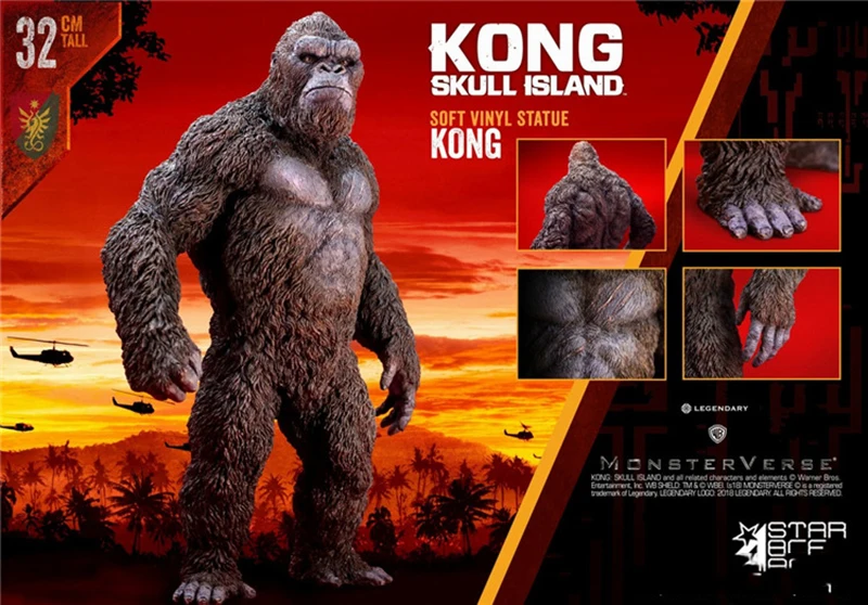 Коллекция Kong: Skull 1/6 SA9001(DX) Kong 32 см мягкая Виниловая фигурка Statu с комплектом Diorama и Helicopte rfull