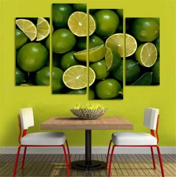 

Modern Printed On Canvas 4 piece Lemon fruit painting wall hanging canvas wall art modern abstract decorative high quality