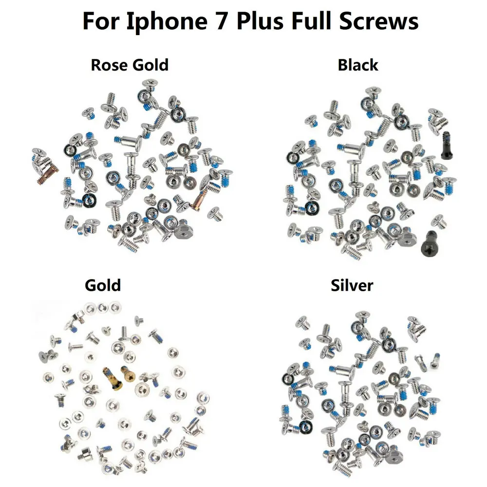 

New Full Screws Set Kits With 2 Bottom Screws Replacement For iPhone 7/7 Plus Black White Gold Rose Gold