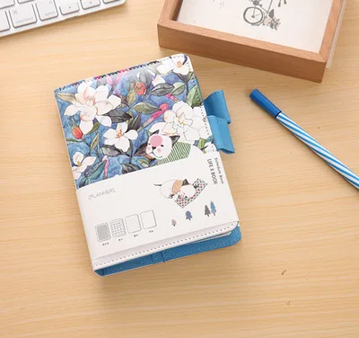 Blue Кожаный Еженедельный блокнот в сетку с рисунком из мультфильма, планировщик, органайзер, офисные книги по доступной цене - Цвет: Blue