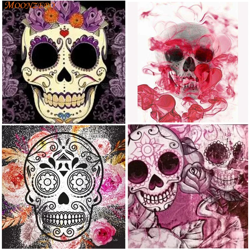 

5D Red Skull Cross Stitch Diamond Painting DIY Diamond Embroidery Setting Full Rhinestone Home Decor Gift