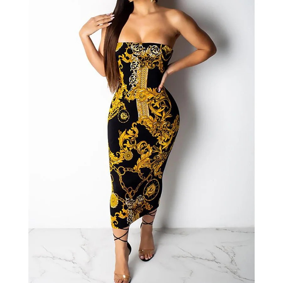 Взрывные Модели сексуальное модное платье с золотыми цепочками без рукавов с вырезом на спине