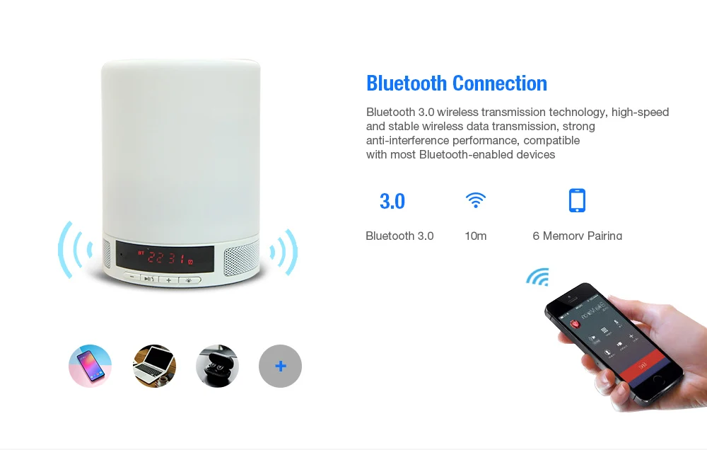 Keliying KLY-015050 Мини светодиодный цветной ночник Bluetooth музыкальная шкатулка динамик Портативный USB украшение для стола