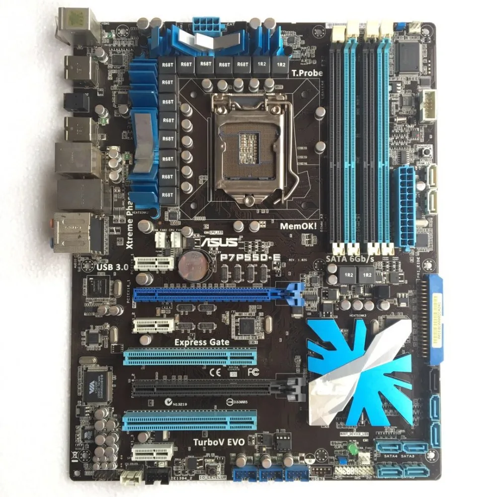 Оригинальная материнская плата для P7P55D-E DDR3 LGA 1156 P55 16GB для I5 I7 cpu USB2.0 USB 3,0 P55 настольная материнская плата